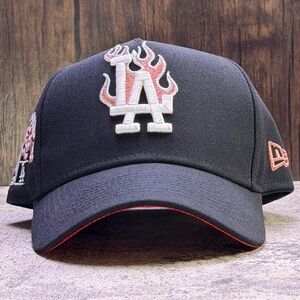 Los Angeles Dodgers in Flames Tokyo Series Side Patch New Era 9Forty SnapBack